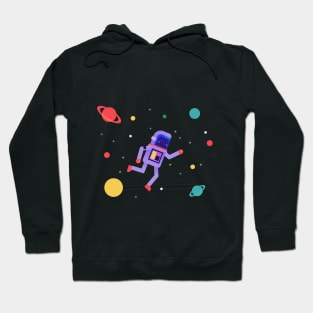 Flat Cute Astronaut Floating On The Space Hoodie